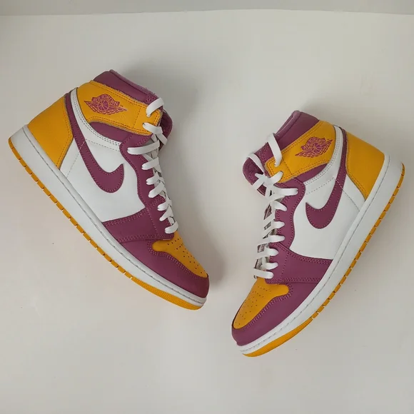 Nike Air Jordan 1 Retro High Og Purple and Yellow Sneakers Men's Size 10.5 - Picture 4 of 16